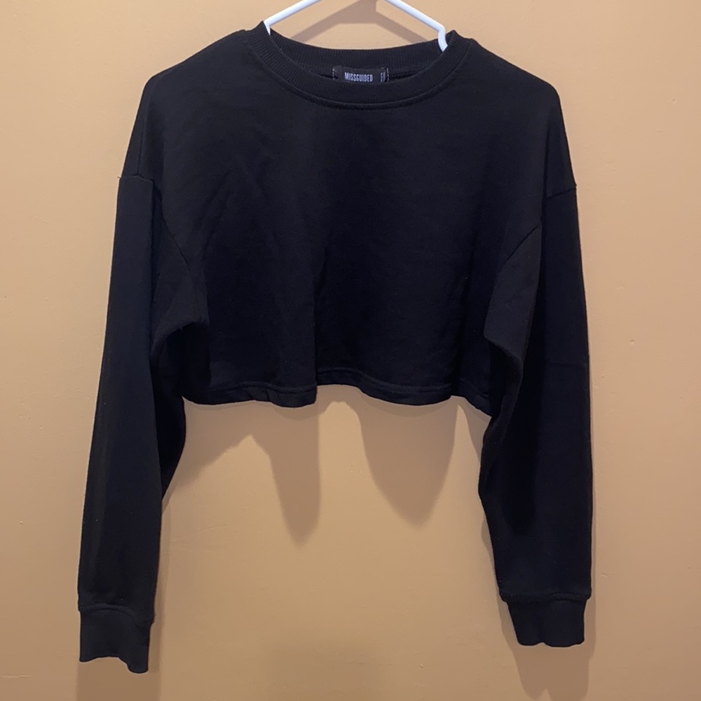 MISSGUIDED Long Sleeve Crop Sweatshirt